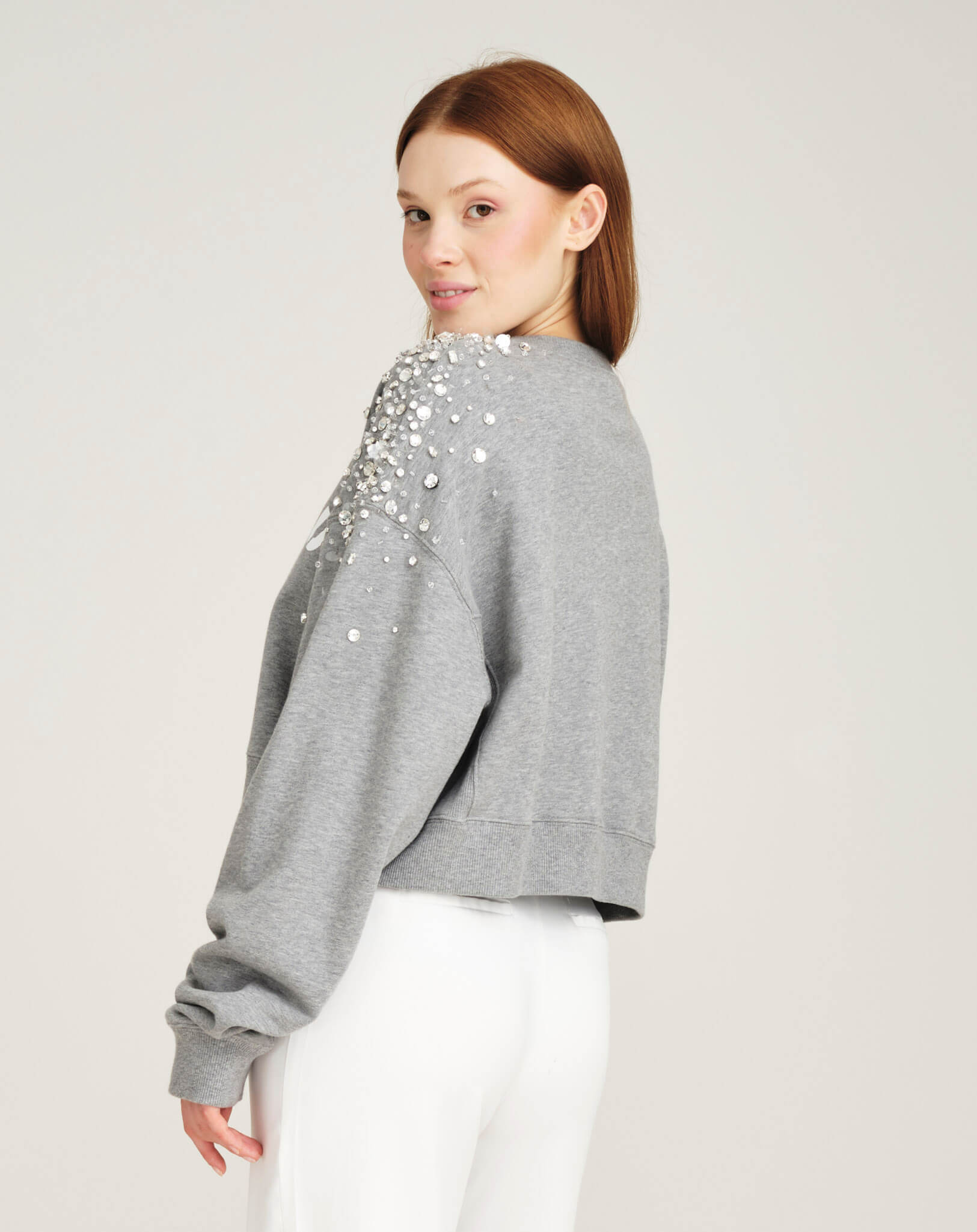 Miu Miu - Embroidered Cotton Fleece Sweatshirt S